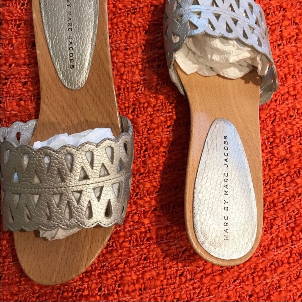 Marc by Marc Jacobs Metallic Silver Slide Sandals